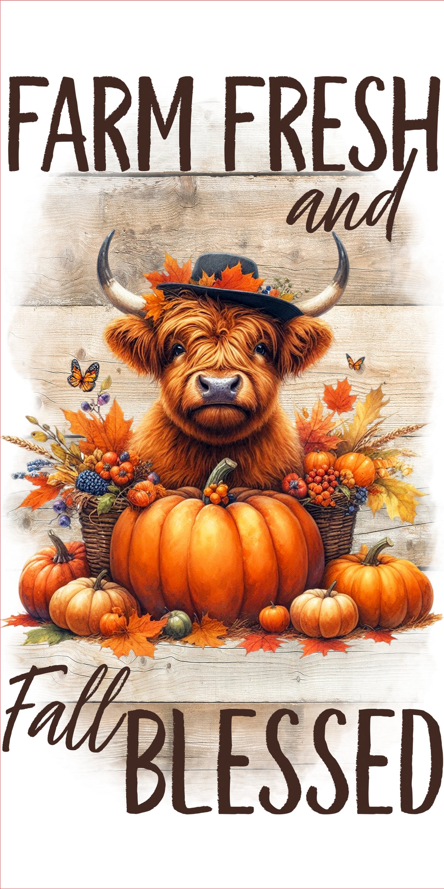 Cow - Farm Fresh Fall Blessed (16x24”) Kitchen Towel