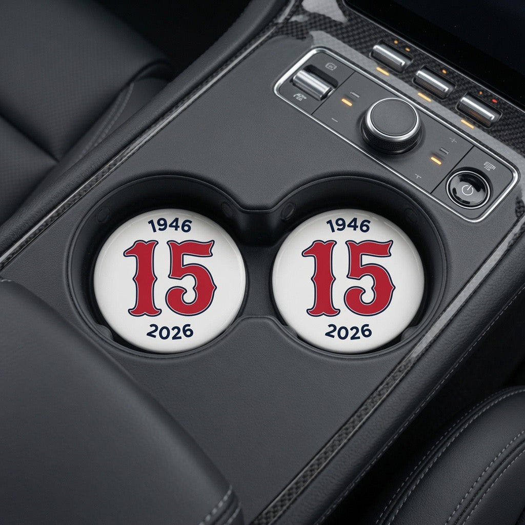 MLB - Red Sox 15-Game Win Streak (1946 & 2026) White - Ceramic Car Coaster (Single Pack)