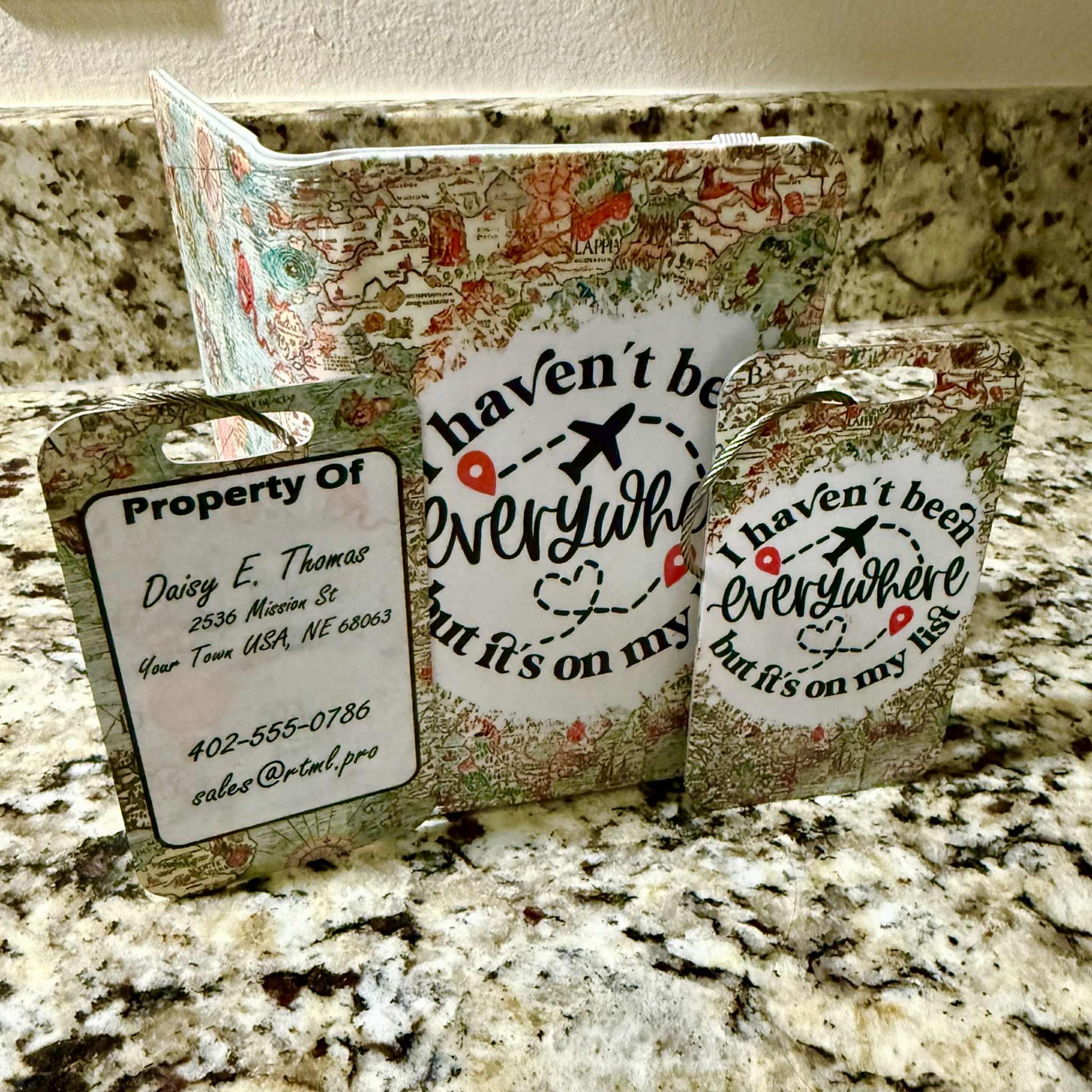 Everywhere - Passport Cover & Metal Luggage Tags (x2)