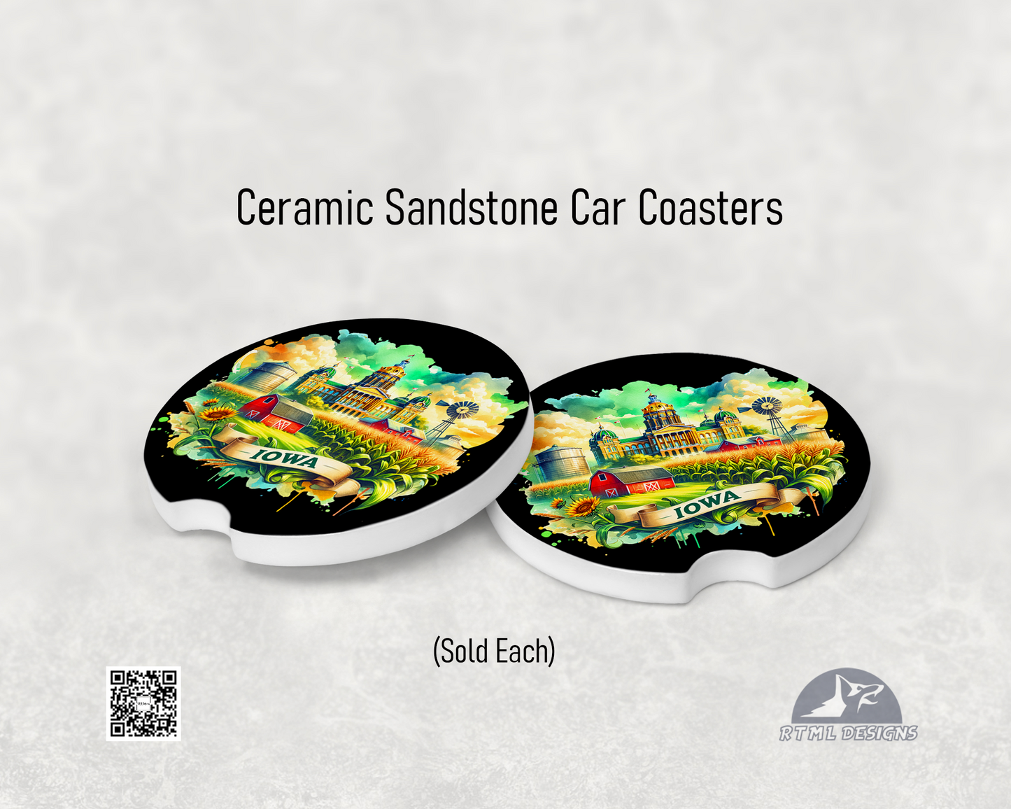 States: Iowa - Ceramic Car Coaster