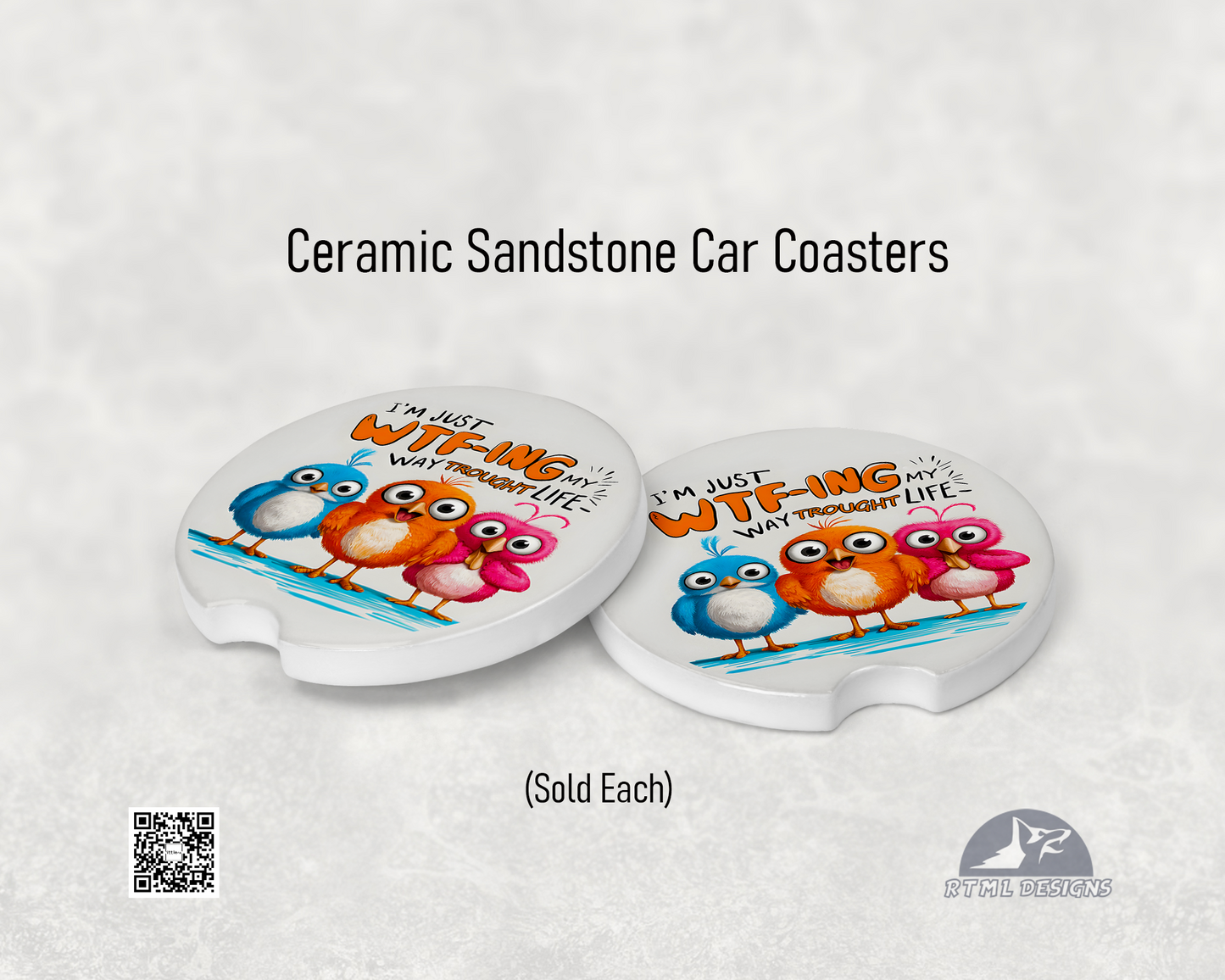 Birds WTF - Ceramic Car Coaster
