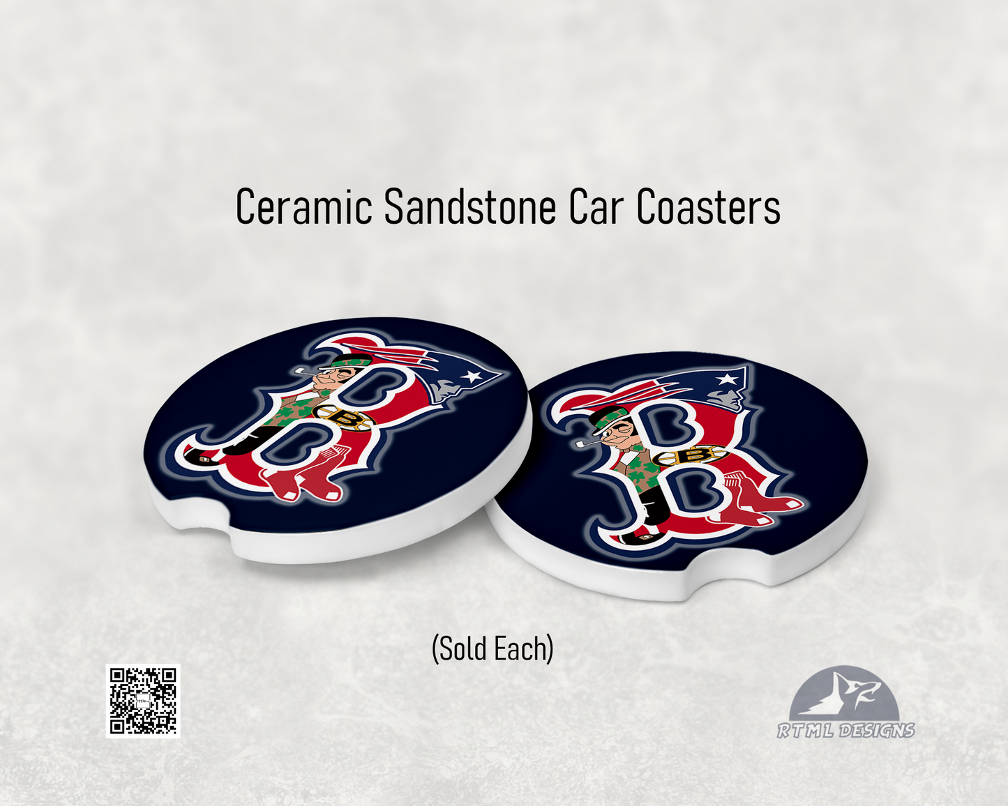 Boston Sports (Blue) - Ceramic Car Coaster (Single Pack)