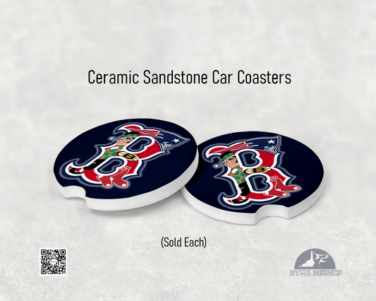 Boston Sports (Blue) - Ceramic Car Coaster (Single Pack)