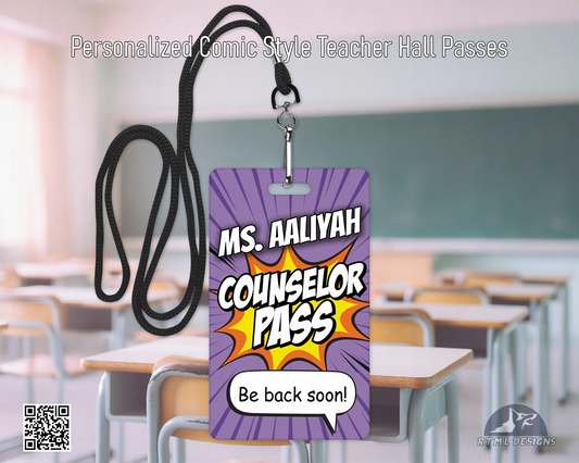 Personalized Counselor Pass | Aluminum Teacher Classroom Pass | Durable Wipeable Metal Pass