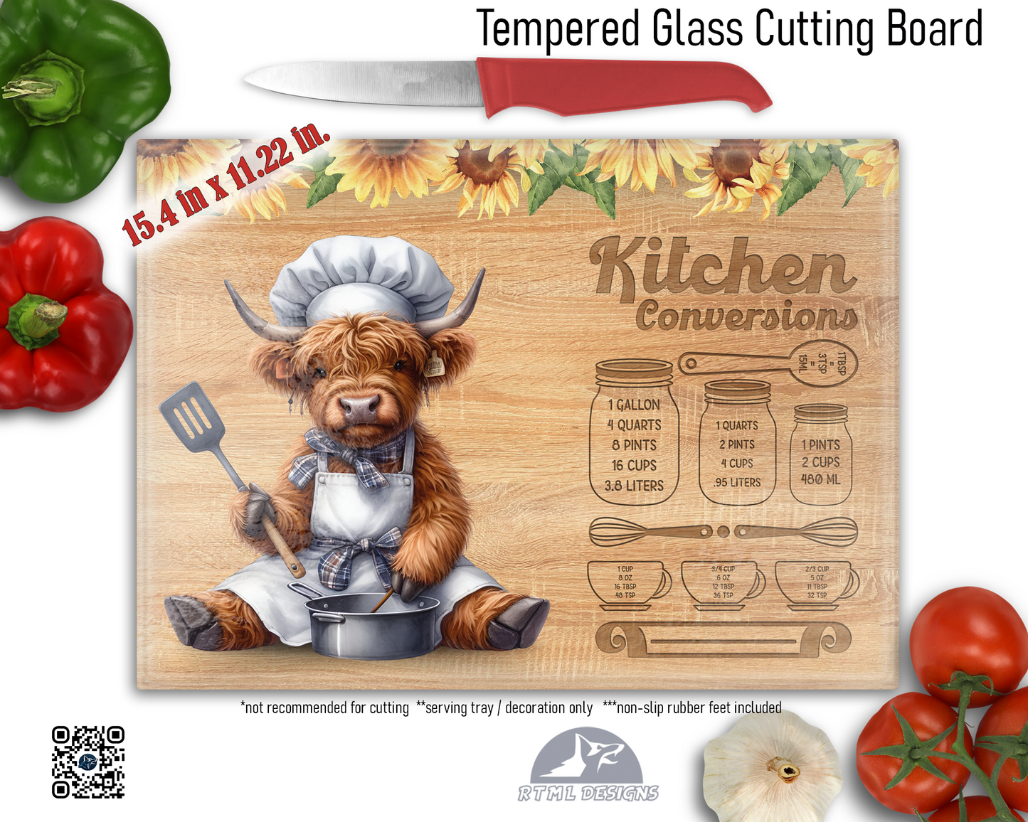 Highland Cow Sublimated Glass Board | Personalized Name Serving Tray & Trivet | 12x15 Kitchen Decor Gift (FREE SHIPPING)
