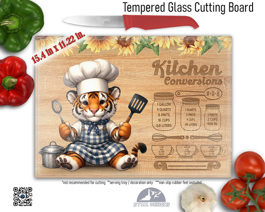 Tiger Cub Kitchen Conversions Sublimated Glass Board | Personalized Name Serving Tray & Trivet | 12x15 Kitchen Decor Gift (FREE SHIPPING)