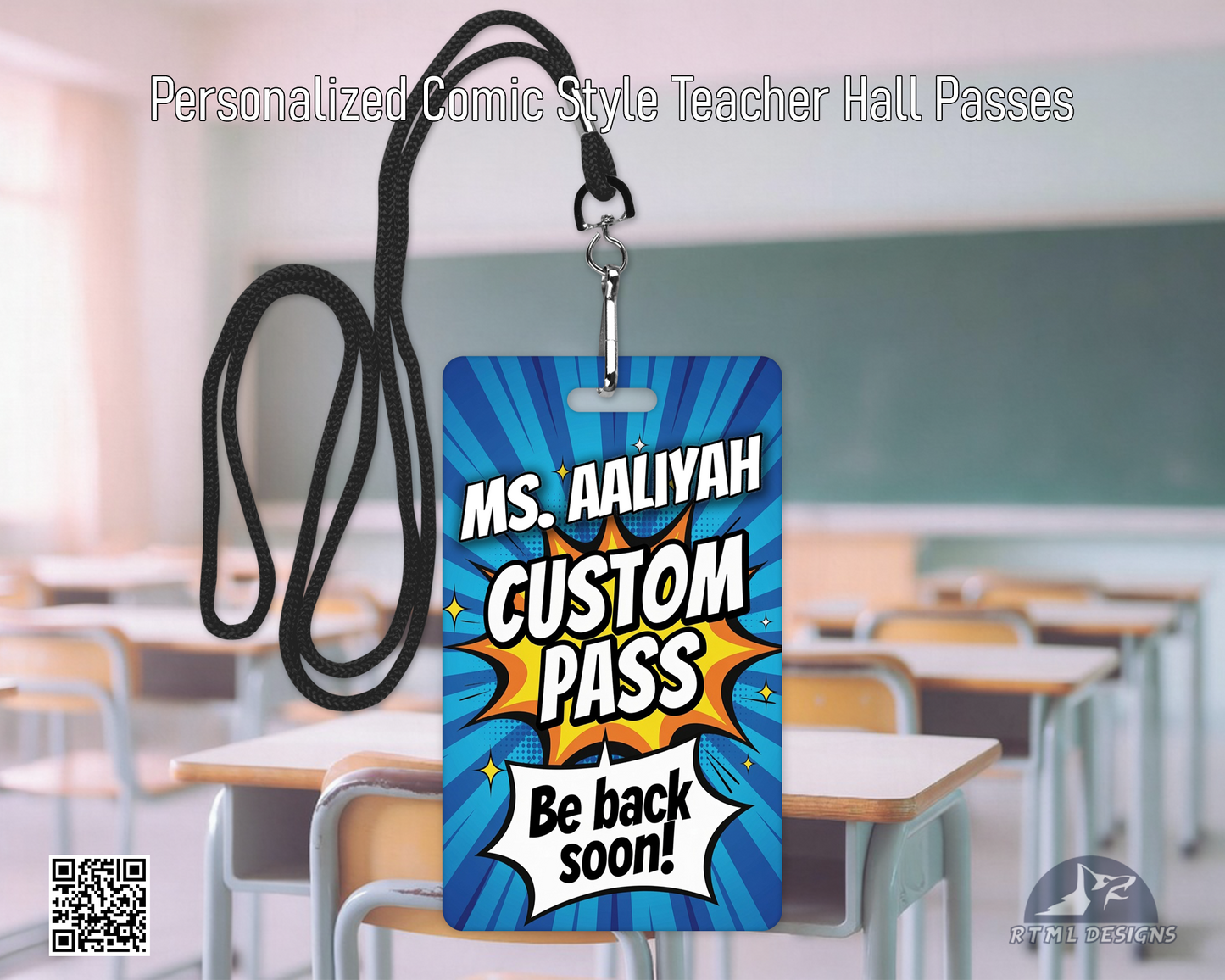 Personalized CUSTOM Pass | Aluminum Teacher Classroom Pass | Durable Wipeable Metal Pass