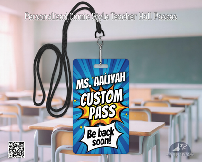 Personalized CUSTOM Pass | Aluminum Teacher Classroom Pass | Durable Wipeable Metal Pass