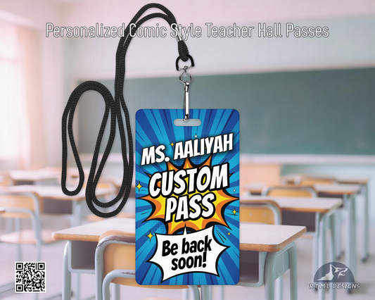 Personalized CUSTOM Pass | Aluminum Teacher Classroom Pass | Durable Wipeable Metal Pass