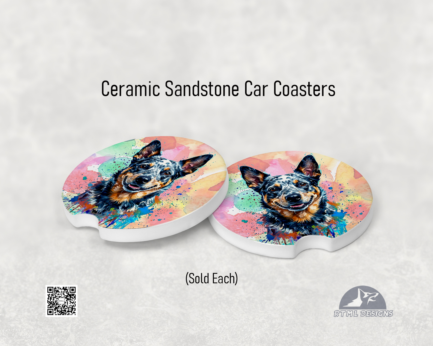Dogs - Australian Cattle Dog / Blue Healer - Ceramic Car Coaster (Single Pack)