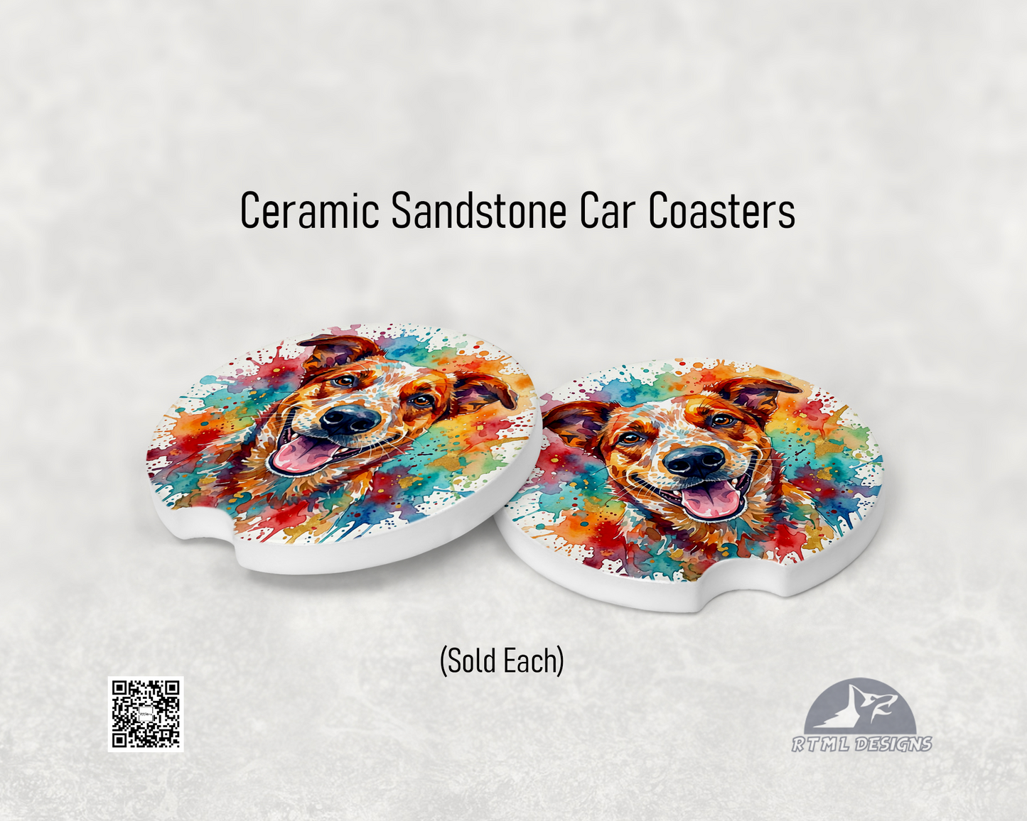 Dogs - Australian Cattle Dog / Red Healer - Ceramic Car Coaster (Single Pack) (Copy)