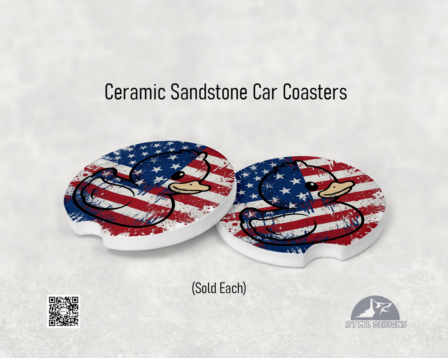 Patriotic Duck - Ceramic Car Coaster (Single Pack)