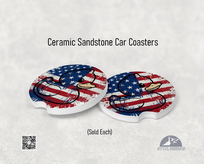 Patriotic Duck - Ceramic Car Coaster (Single Pack)