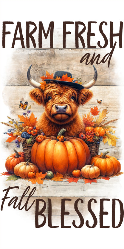 Cow - Farm Fresh Fall Blessed (16x24”) Kitchen Towel