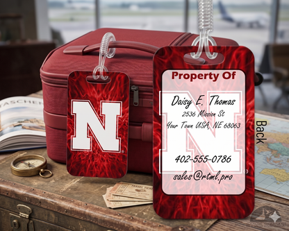 Nebraska Huskers - Metal Luggage Tags | Officially Licensed Collegiate Product | University of Nebraska