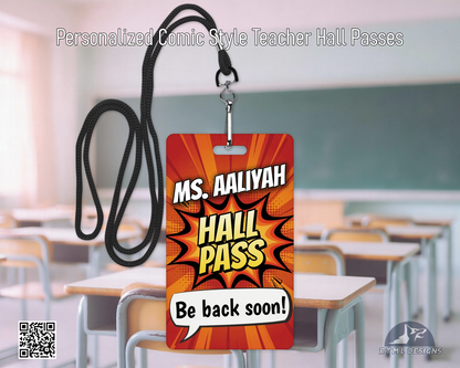 Personalized Hall Pass | Aluminum Teacher Classroom Pass | Durable Wipeable Metal Pass