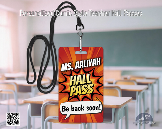Personalized Hall Pass | Aluminum Teacher Classroom Pass | Durable Wipeable Metal Pass