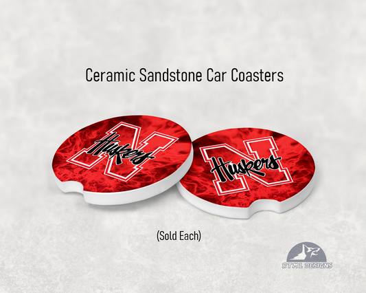 Nebraska - Ceramic Car Coaster / CLC Licensed / University of Nebraska / RTML DESIGNS