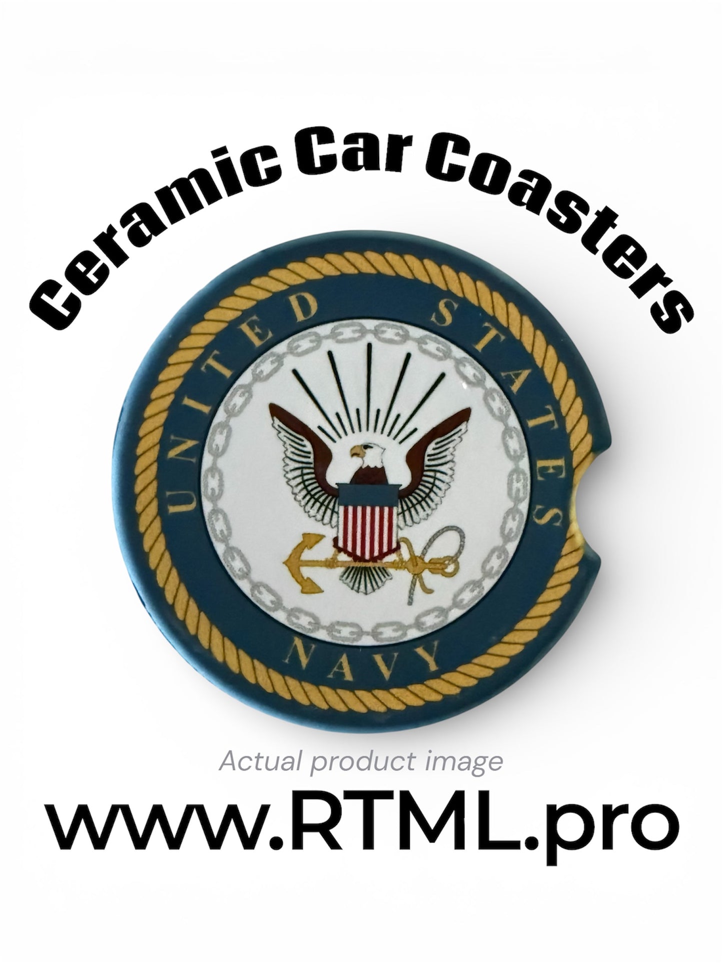 Military - NAVY - Ceramic Car Coaster