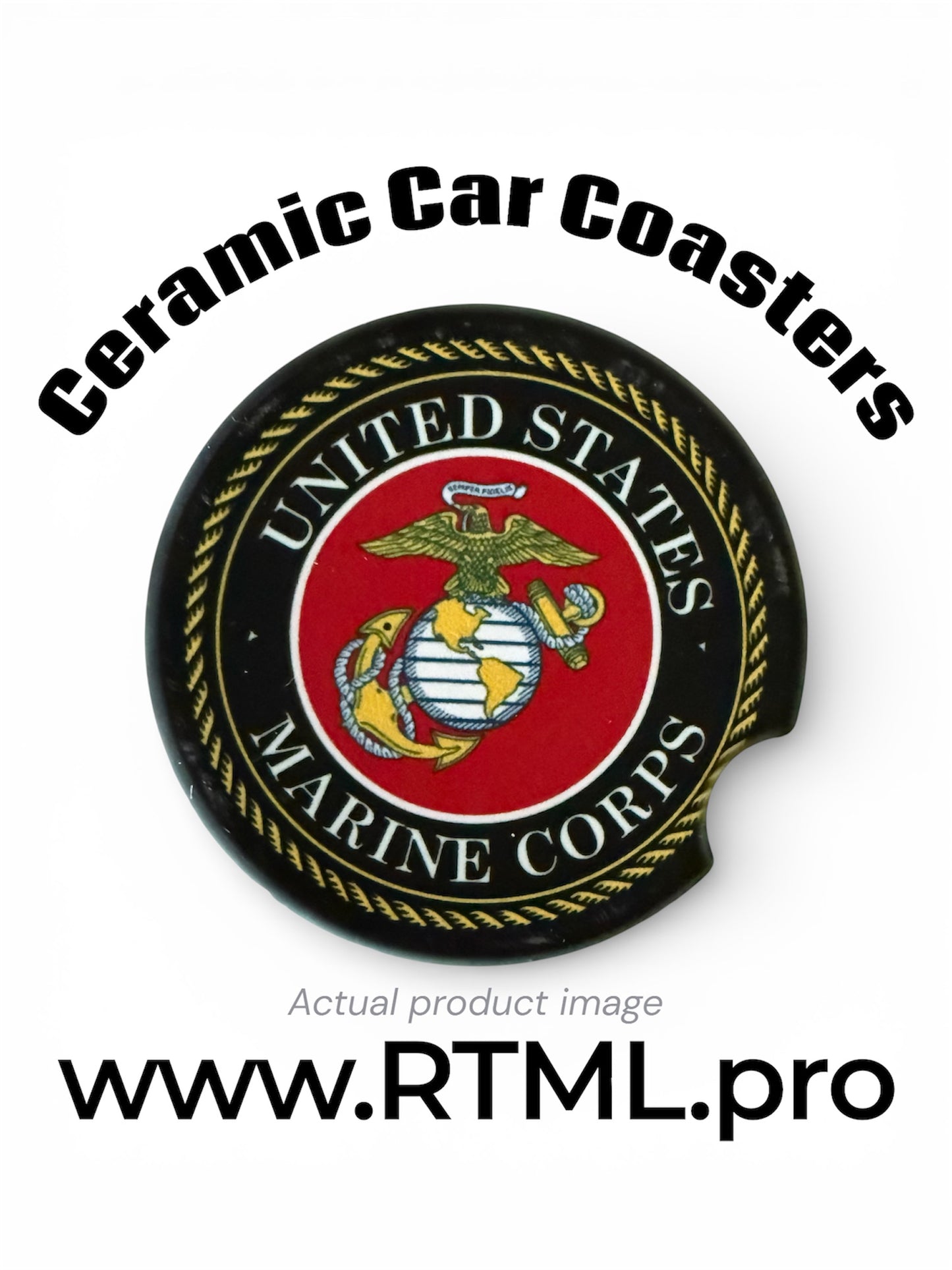 Military - MARINE CORPS - Ceramic Car Coaster
