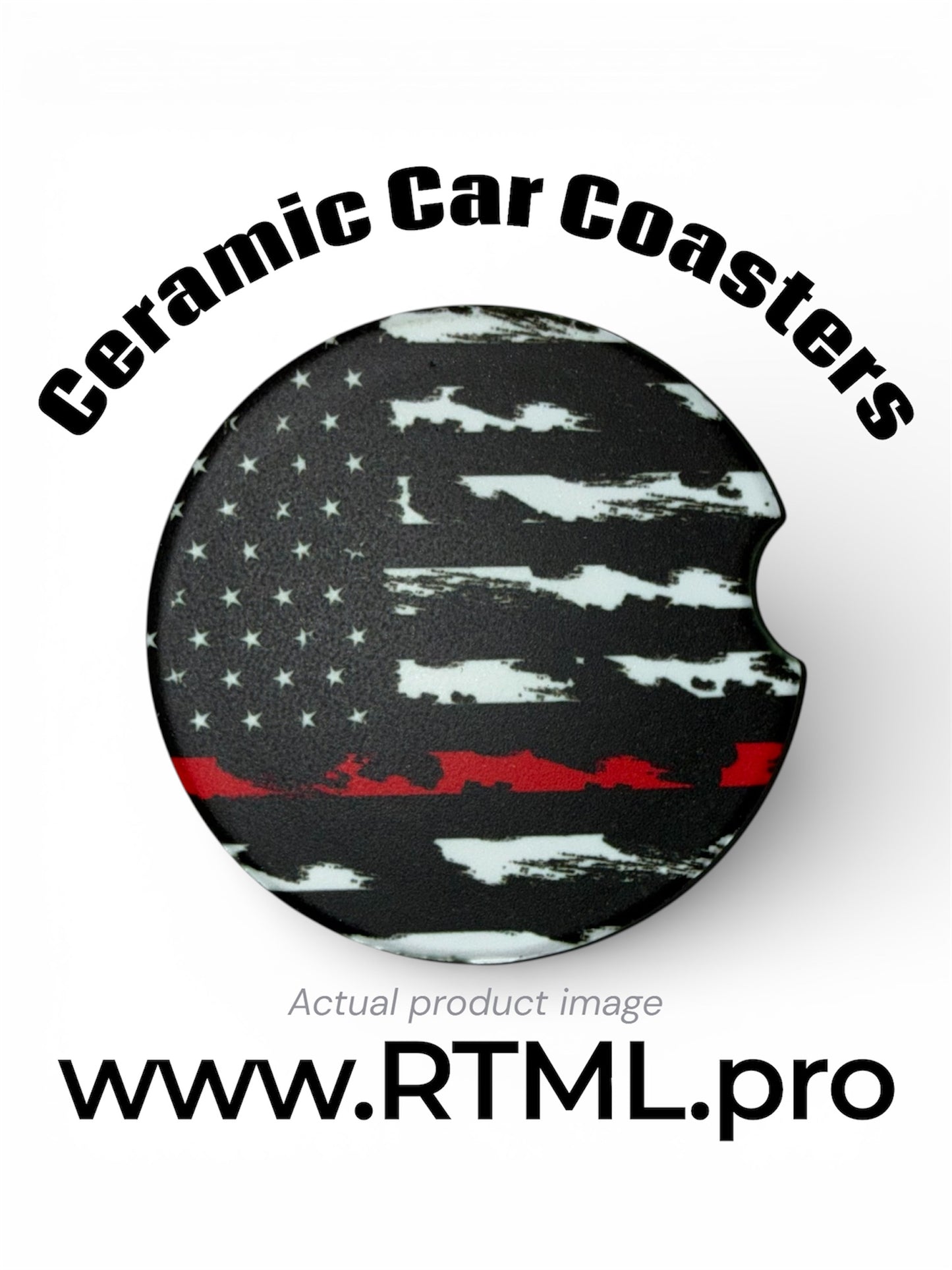 Line - Red - Ceramic Car Coaster