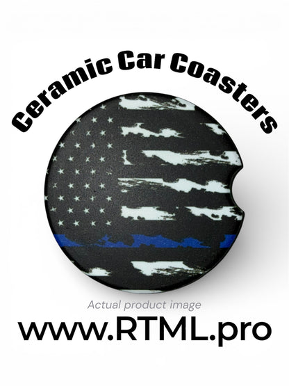 Line - Blue - Ceramic Car Coaster