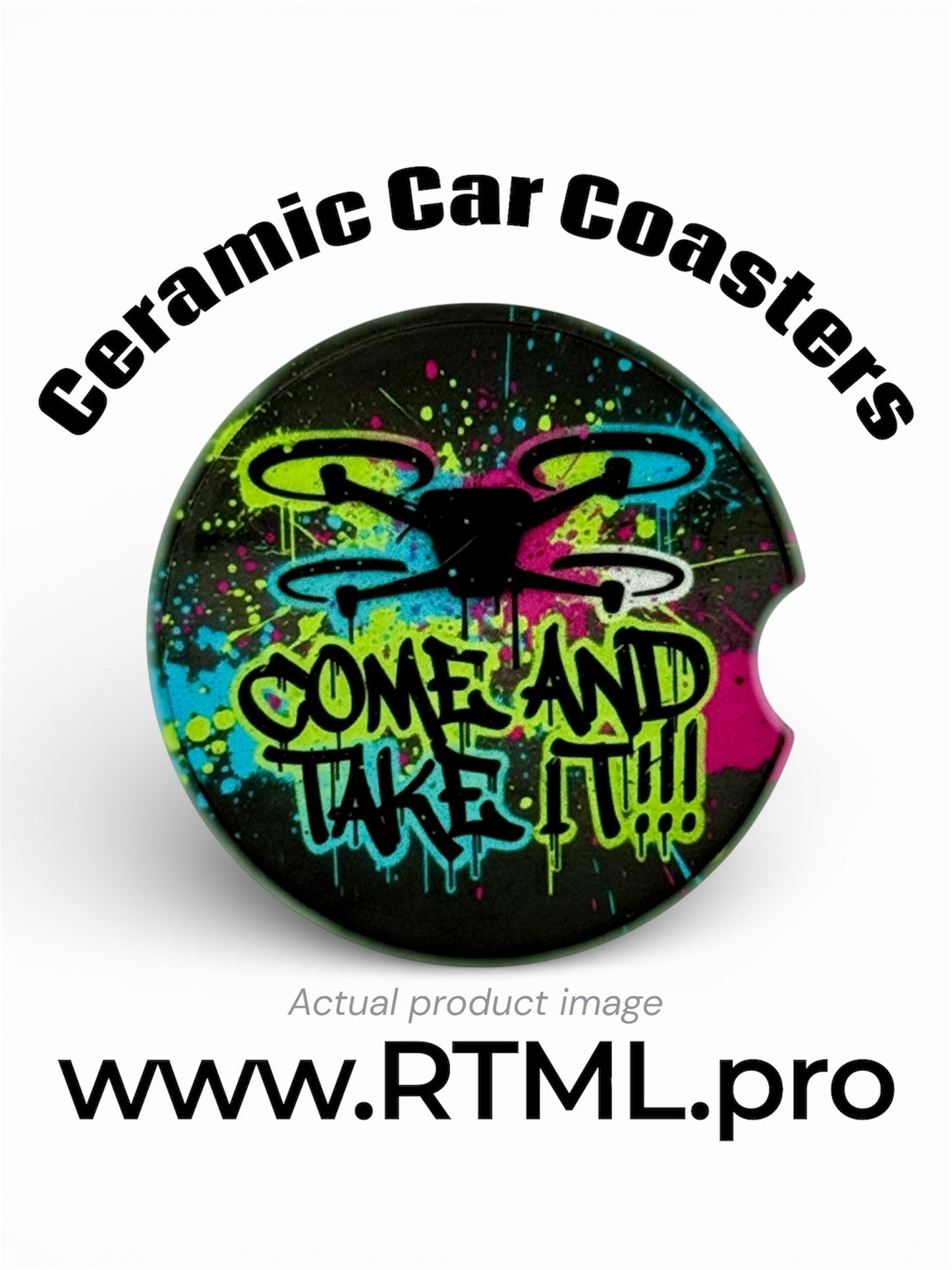 Drone: Come And Take It - Ceramic Car Coaster