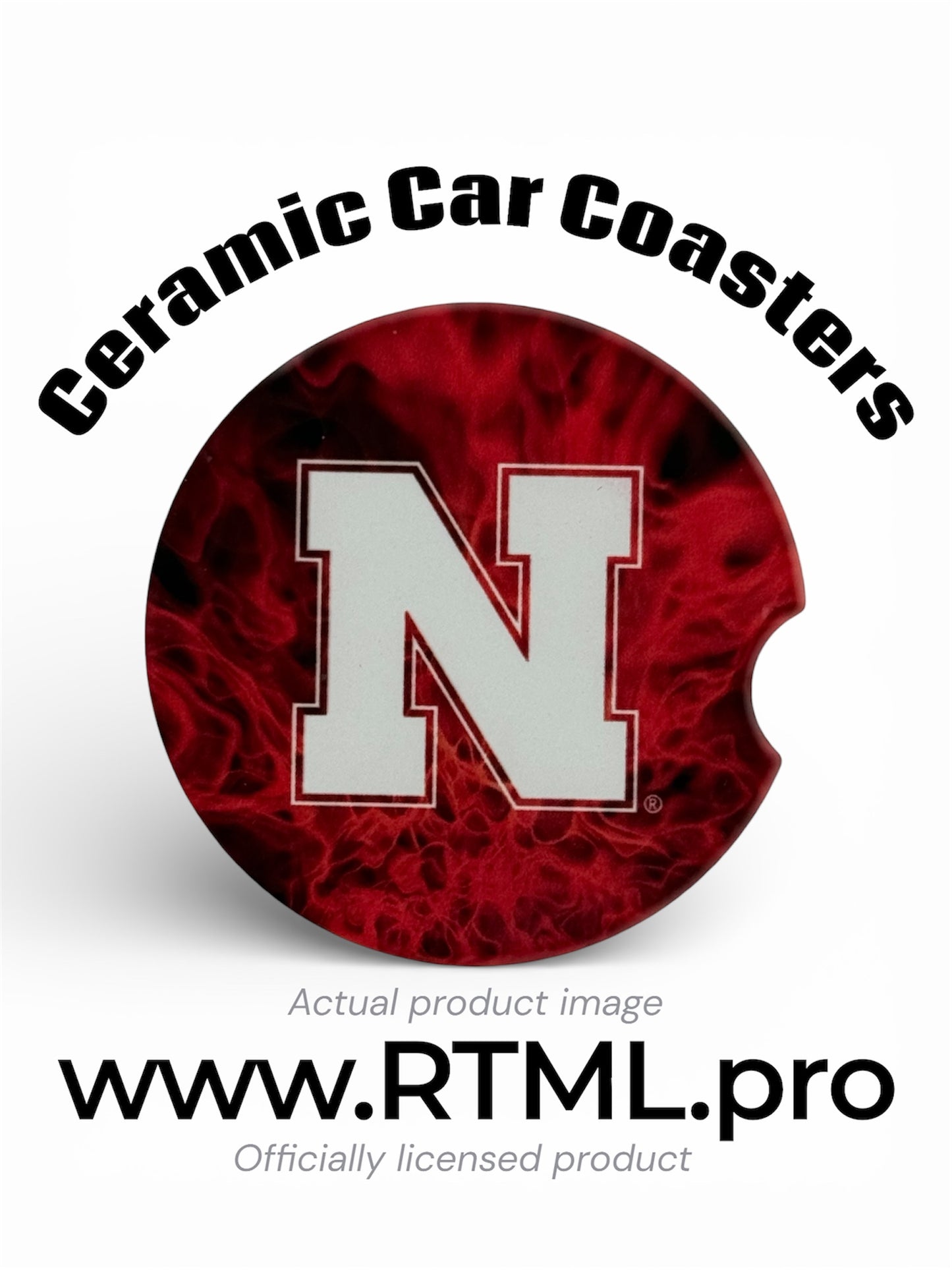 Nebraska - Ceramic Car Coaster | Officially Licensed Collegiate Product | University of Nebraska