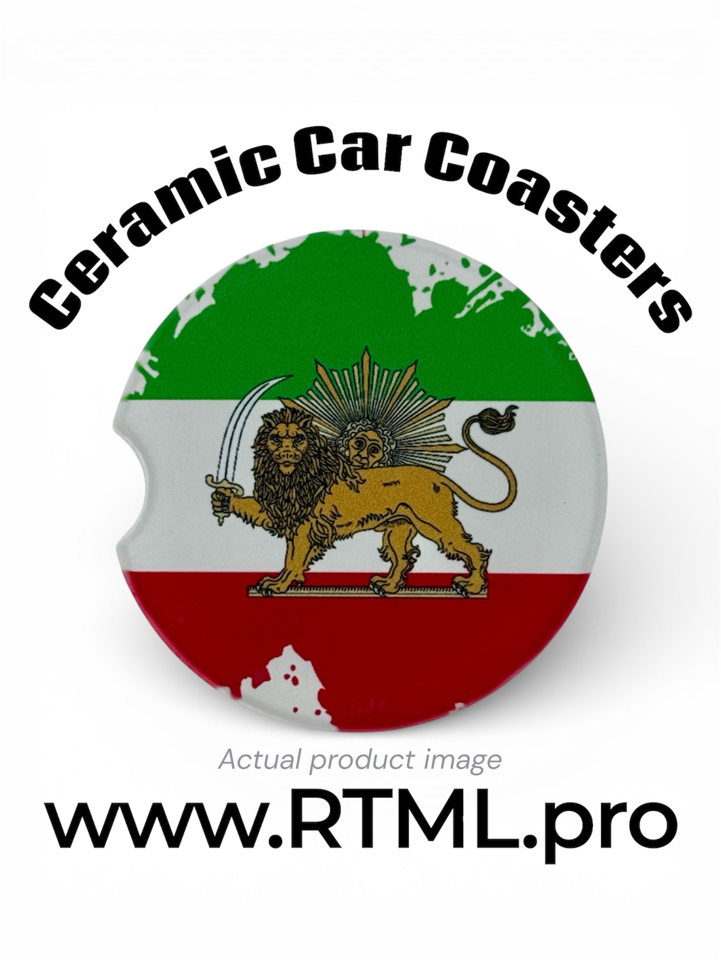 Sun & Lion Coaster | Persian Shir o Khorshid - Ceramic Car Coaster