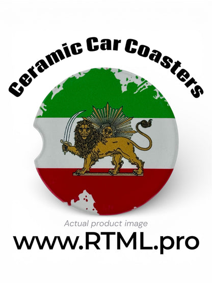 Sun & Lion Coaster | Persian Shir o Khorshid - Ceramic Car Coaster