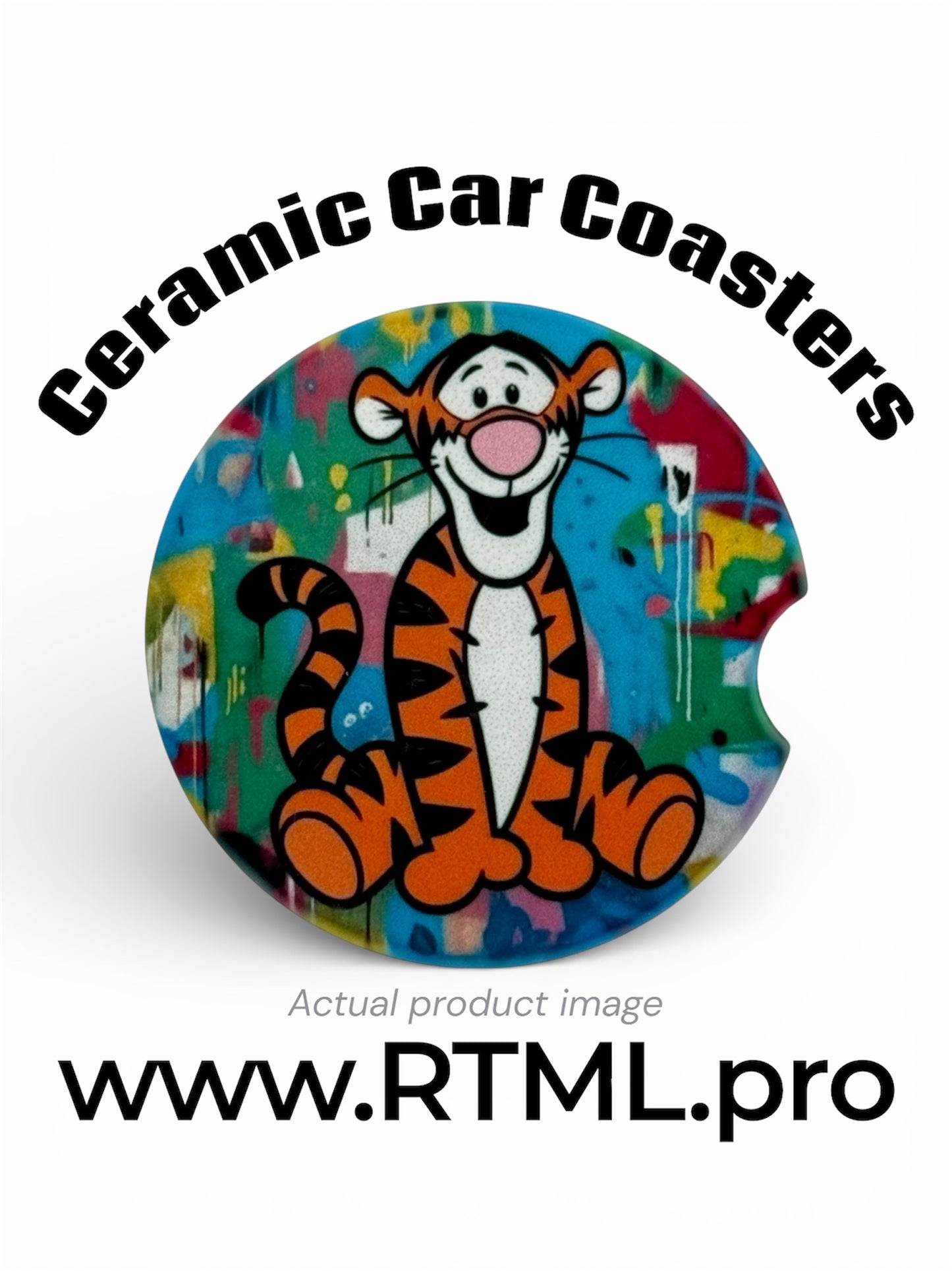 Tigger Graffiti - Ceramic Car Coaster