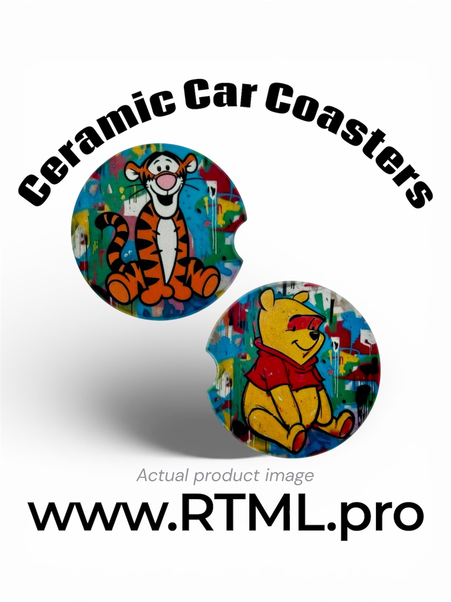 Pooh & Tigger Graffiti Set - Ceramic Car Coaster