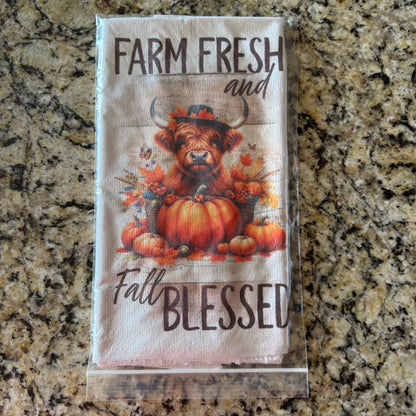 Cow - Farm Fresh Fall Blessed (16x24”) Kitchen Towel