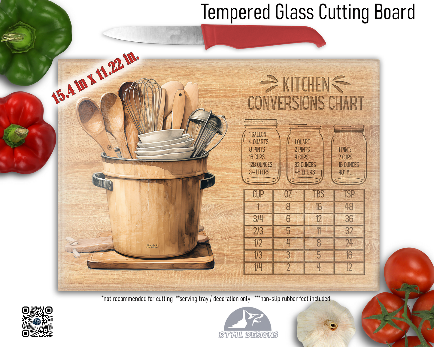 Kitchen Conversions Sublimated Glass Board | Personalized Name Serving Tray & Trivet | 12x15 Kitchen Decor Gift (FREE SHIPPING)