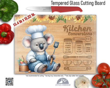 Koala Kitchen Conversion Sublimated Glass Board | Personalized Name Serving Tray & Trivet | 12x15 Kitchen Decor Gift (FREE SHIPPING)