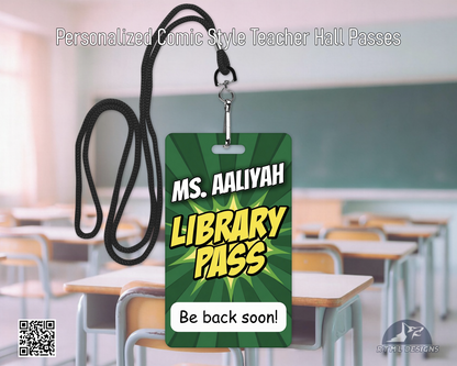 Personalized Library Pass | Aluminum Teacher Classroom Pass | Durable Wipeable Metal Pass