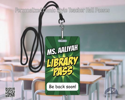 Personalized Library Pass | Aluminum Teacher Classroom Pass | Durable Wipeable Metal Pass