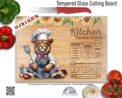 Lion Kitchen Conversion Sublimated Glass Board | Personalized Name Serving Tray & Trivet | 12x15 Kitchen Decor Gift (FREE SHIPPING)