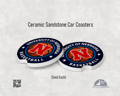 Nebraska Basketball - Ceramic Car Coaster | Officially Licensed Collegiate Product | University of Nebraska (Single Pack)