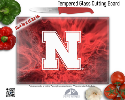 Nebraska Corhuskers Sublimated Glass Board | Personalized Name Serving Tray & Trivet | 12x15 Kitchen Decor Gift | Officially Licensed Collegiate Product | University of Nebraska (FREE SHIPPING)