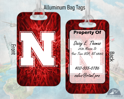 Nebraska Huskers - Metal Luggage Tags | Officially Licensed Collegiate Product | University of Nebraska