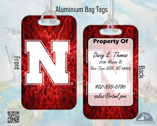 Nebraska Huskers - Metal Luggage Tags | Officially Licensed Collegiate Product | University of Nebraska