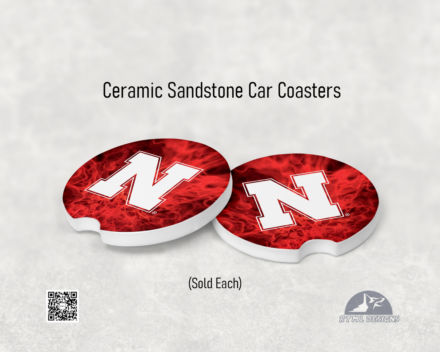 Nebraska - Ceramic Car Coaster | Officially Licensed Collegiate Product | University of Nebraska