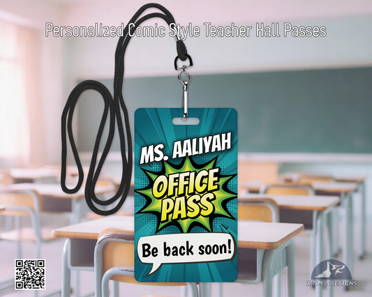 Personalized Office Pass | Aluminum Teacher Classroom Pass | Durable Wipeable Metal Pass