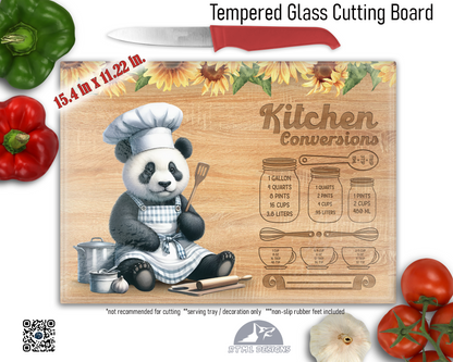 Panda Kitchen Conversion Sublimated Glass Board | Personalized Name Serving Tray & Trivet | 12x15 Kitchen Decor Gift (FREE SHIPPING)