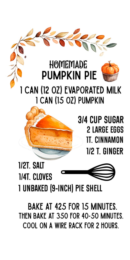Recipe - Pumpkin Pie (16x24”) Kitchen Towel