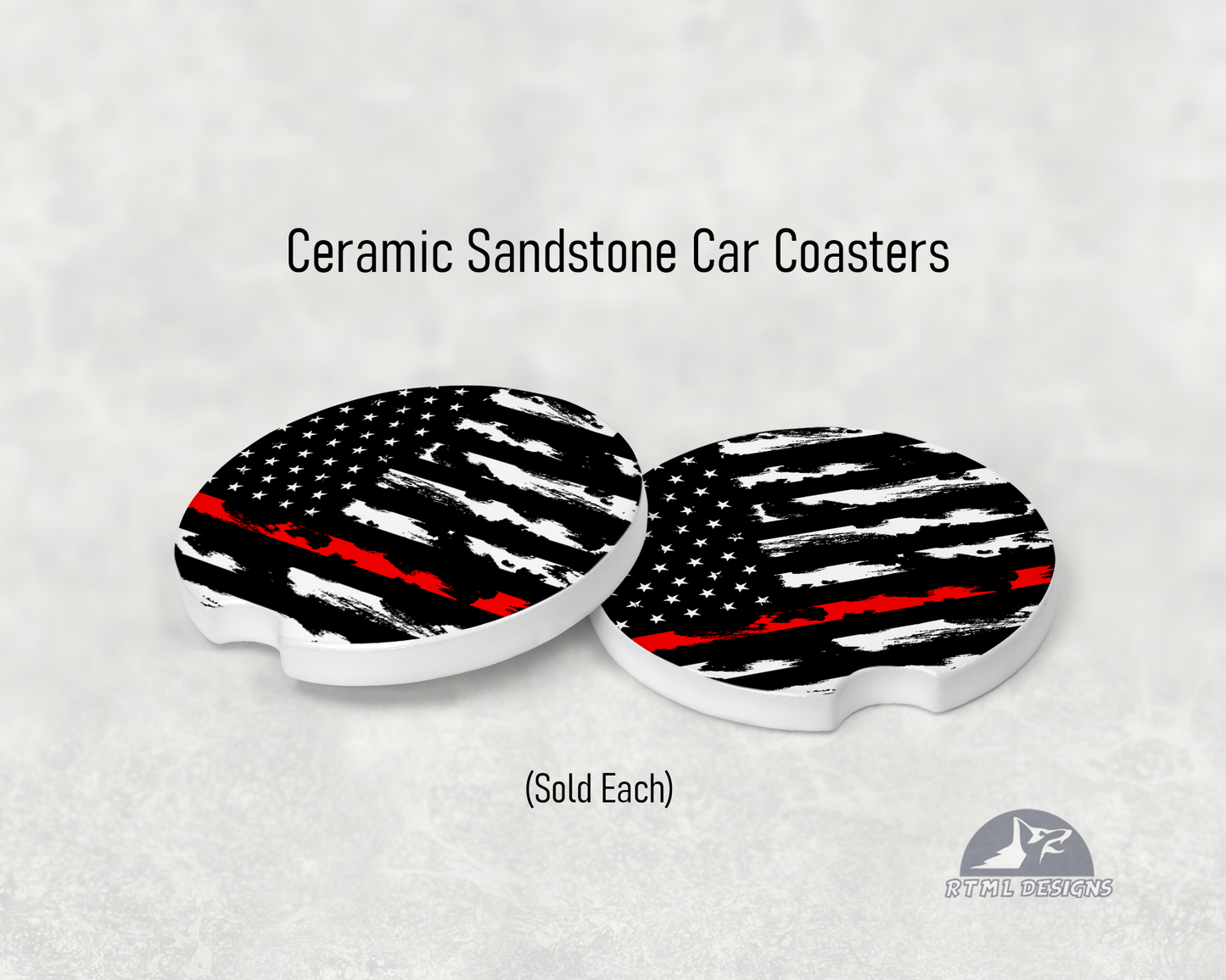 Line - Red - Ceramic Car Coaster