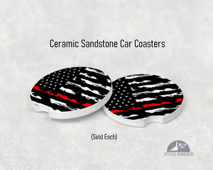 Line - Red - Ceramic Car Coaster