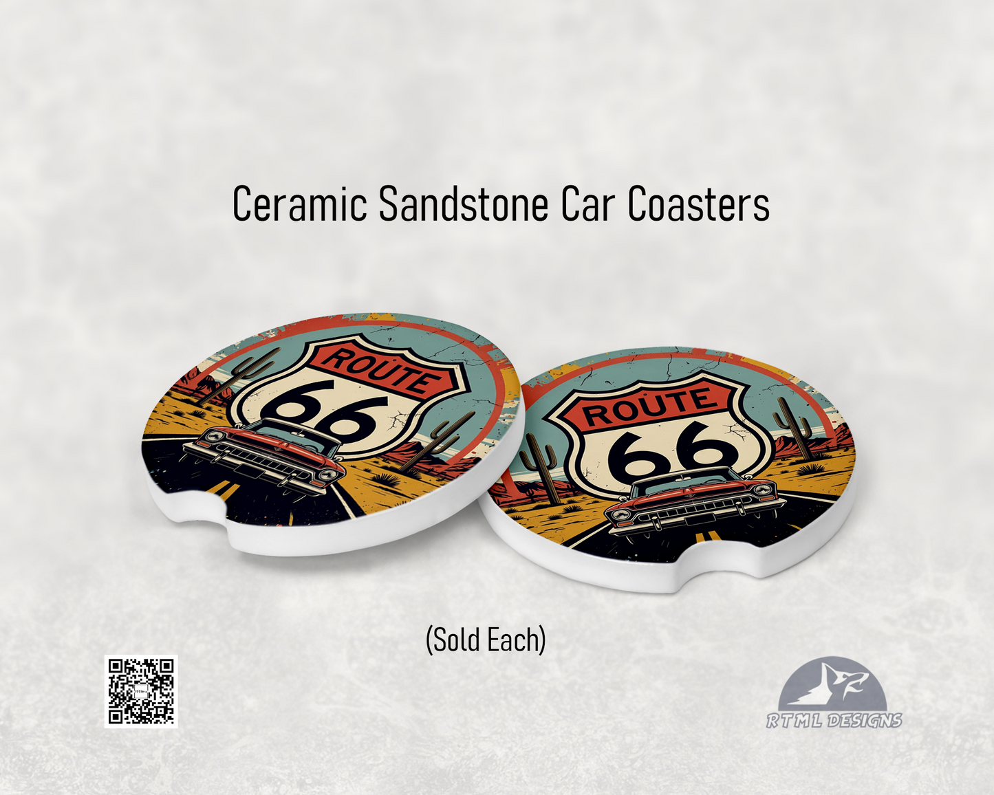 Route 66 - Ceramic Car Coaster (Single Pack)