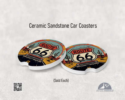 Route 66 - Ceramic Car Coaster (Single Pack)